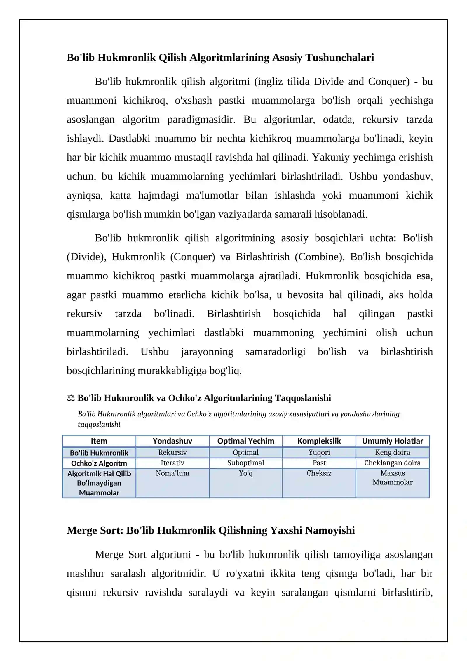 Bo'lib hukmronlik qilish va ochko'z algoritmlar 4