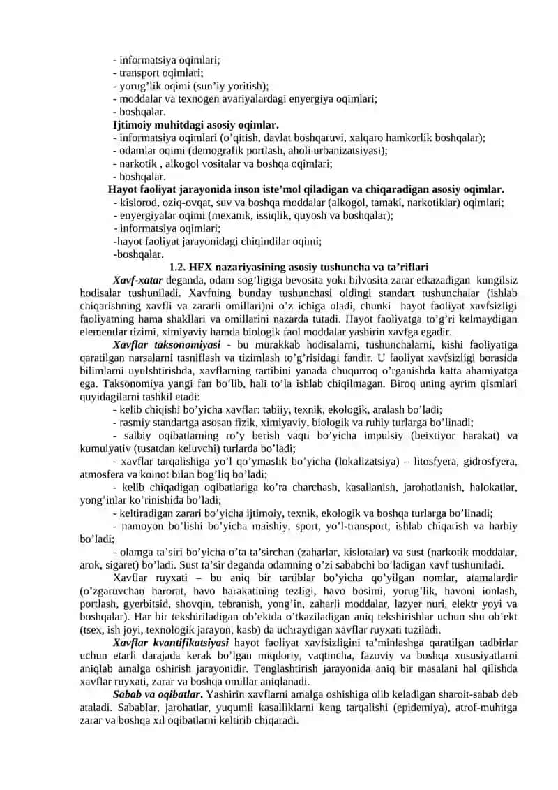 Hayot faoliyati xavfsizligini ta’minlash asoslari 4