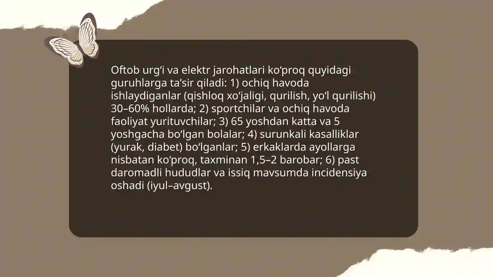 Oftob urganda va elekt jarohati haqida prizintatsiya 4