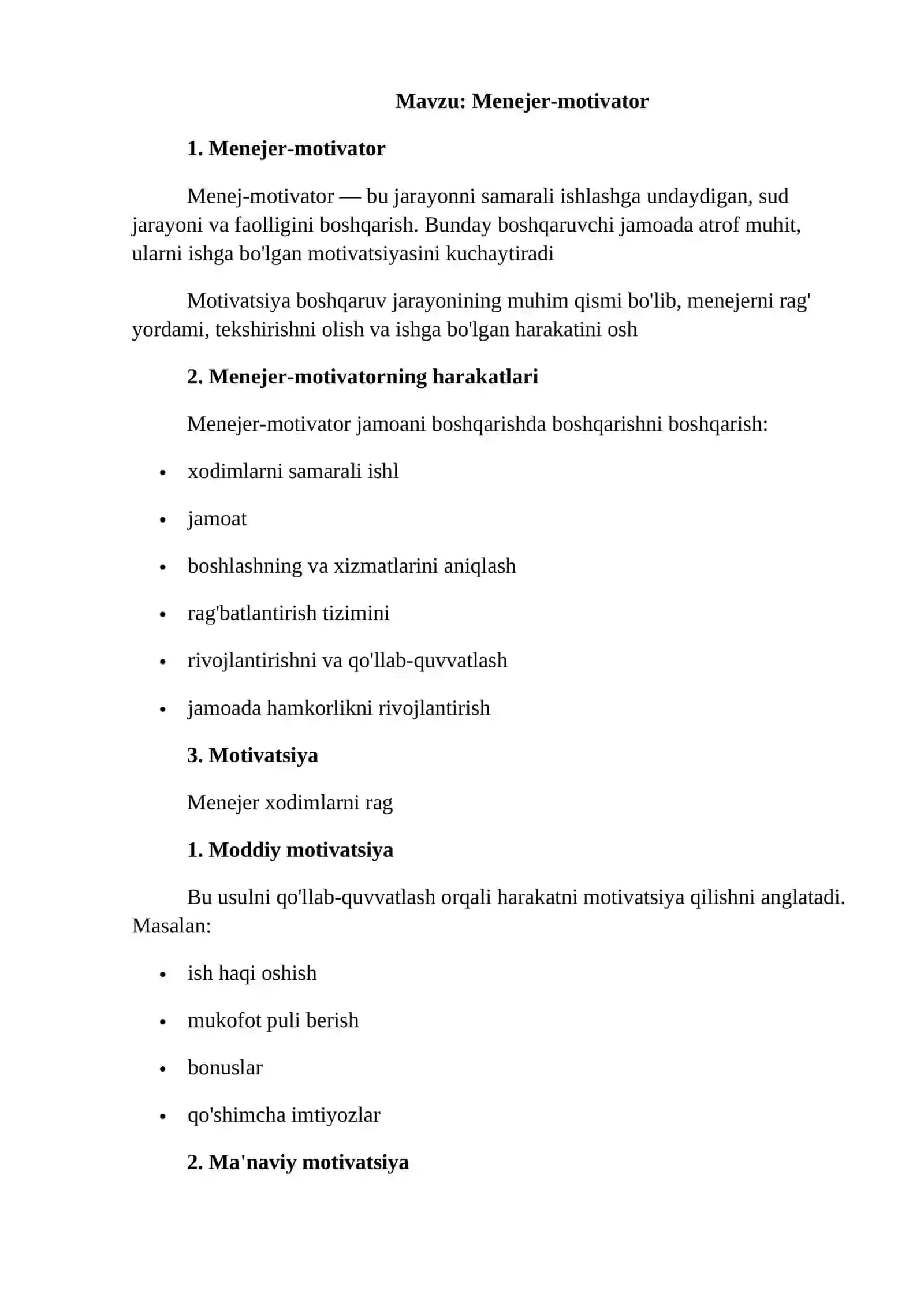 Menejerlik kasbi va uning o‘ziga xos xususiyatlari 4