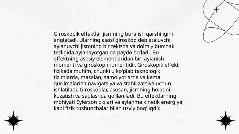 Giroskoplar, o'zgaruvchan massali jismalr harakati va reaktiv harakat 4