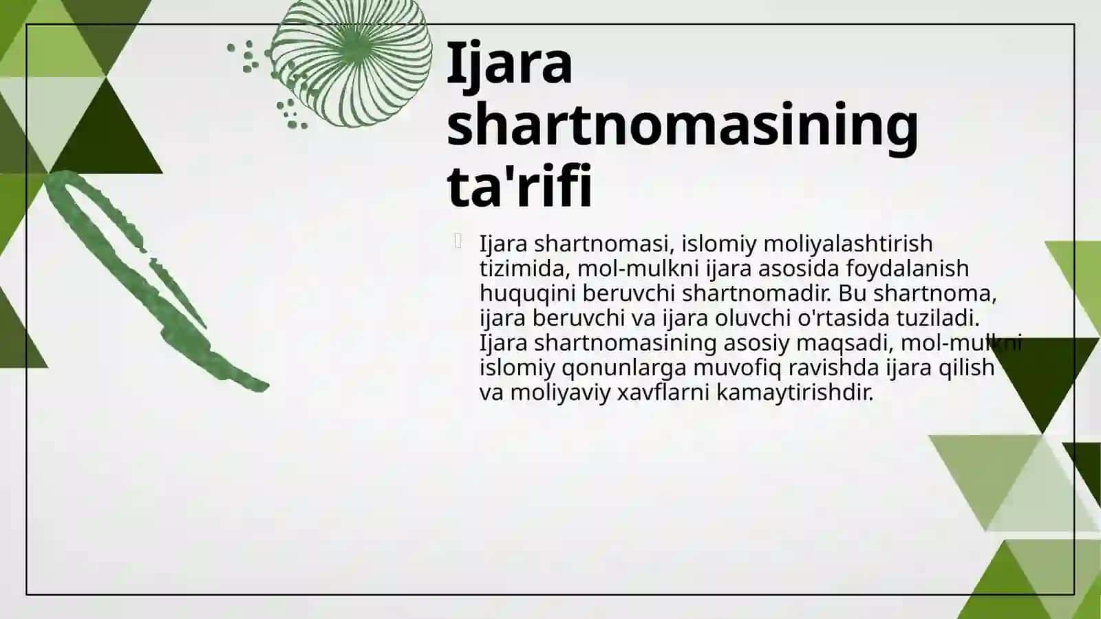 Ijara shartnomasi: islomiy lizing 4