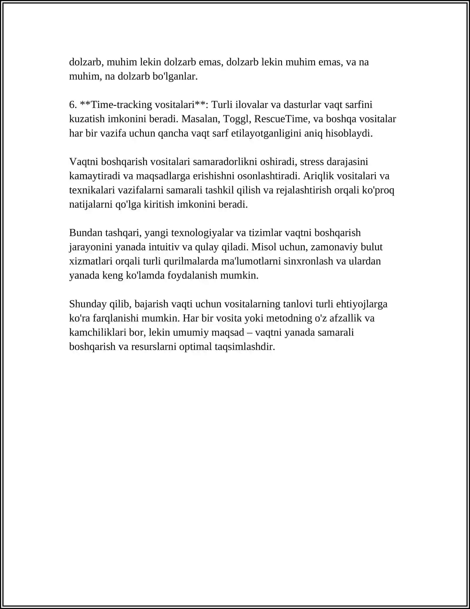 BAJARISH VAQTI UCHUN VOSITALAR 4