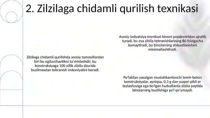 Zilzila oqibatlarini kamaytirishning asosiy tadbirlari 4