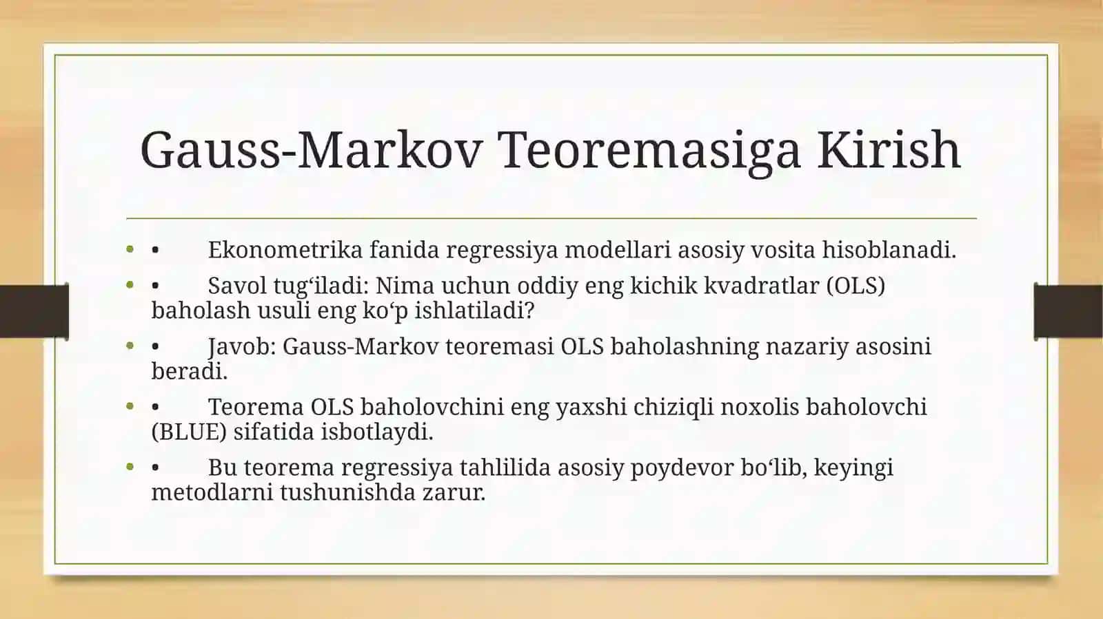 Gauss-Markov Teoremasi Reja 4