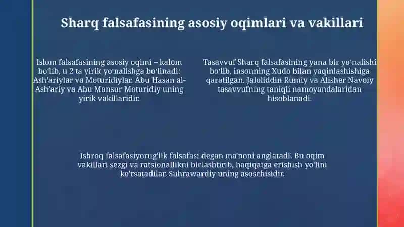 Õrta asr Sharq falsafasi va uyğonish davri xususiyatlari 4
