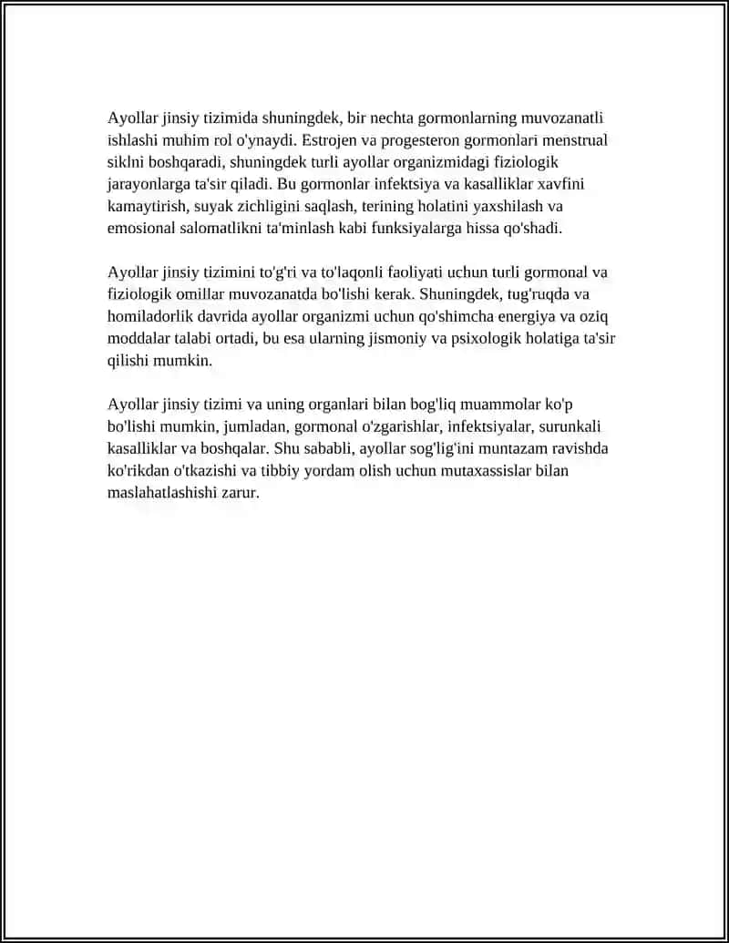 AYOLLAR JINSI SISTEMASI BACHADON SUT BEZI 4