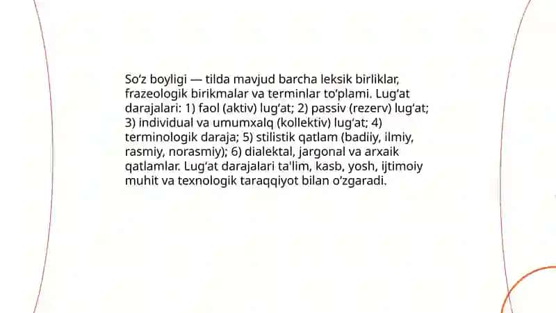 Tilning lugʻat sathi 4