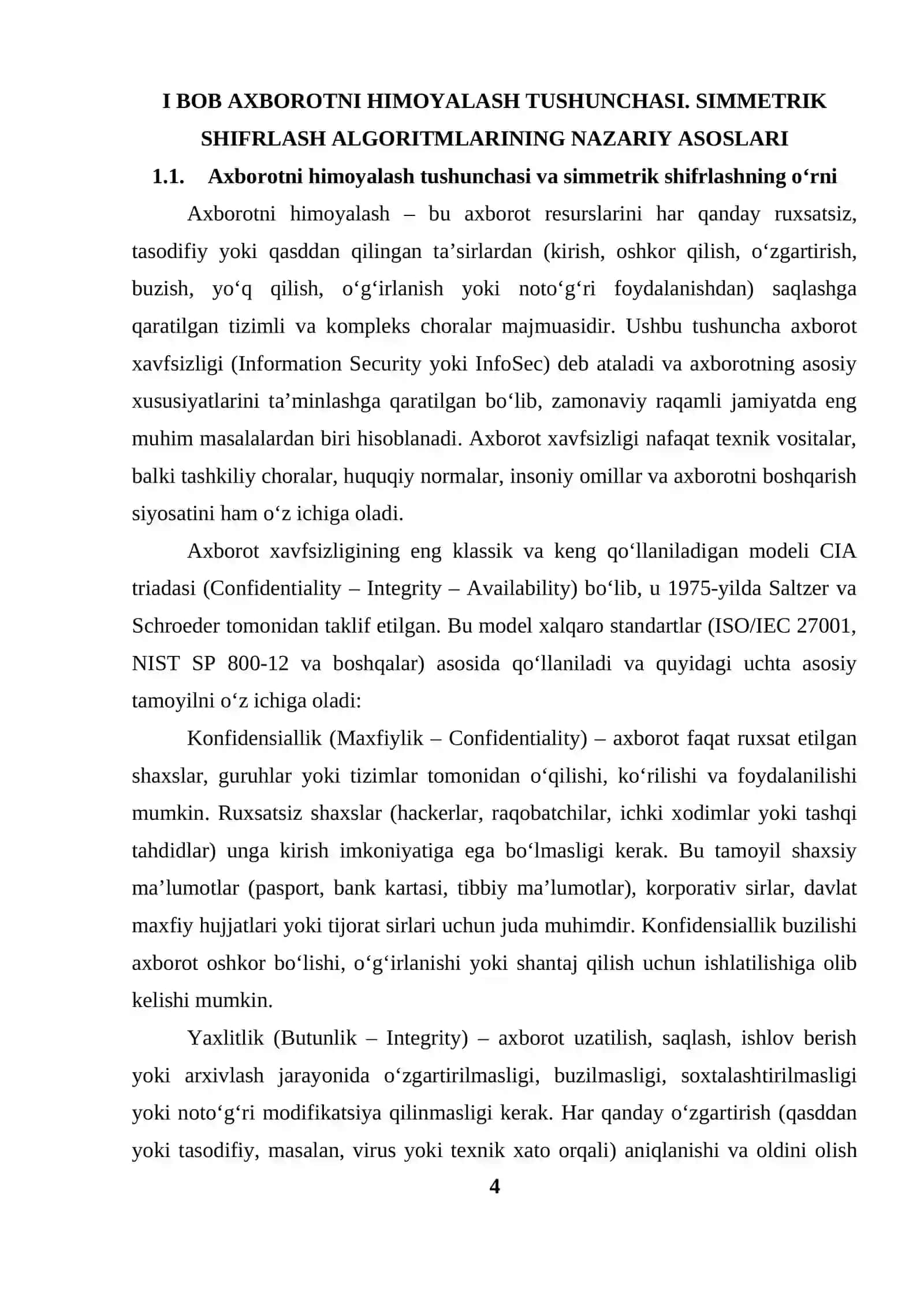 Simmetrik shifrlash algoritmlarining ishlash prinsipi va axborot xavfsizligidagi o‘rni 4