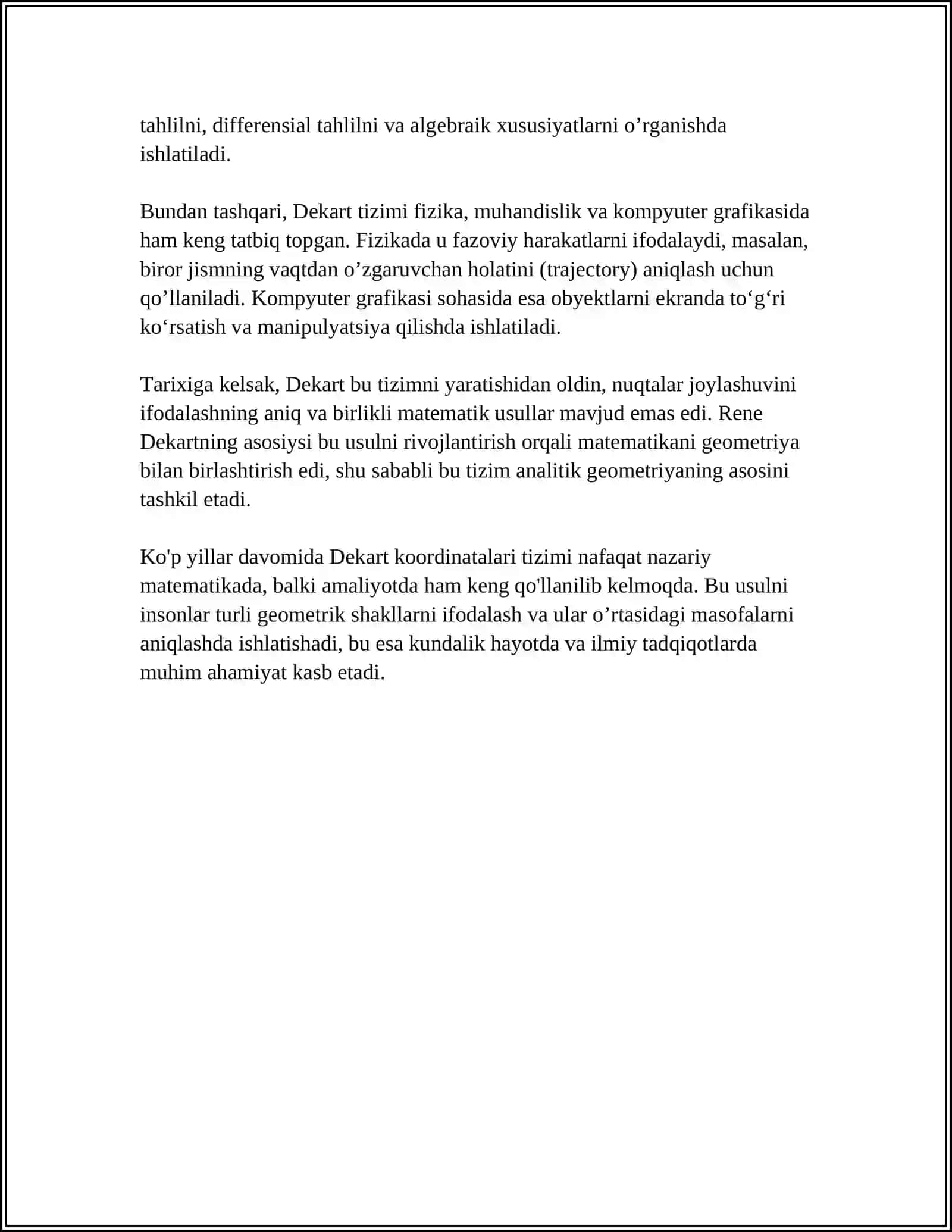 DEKART KOORDINATALARI SISTEMASI 4