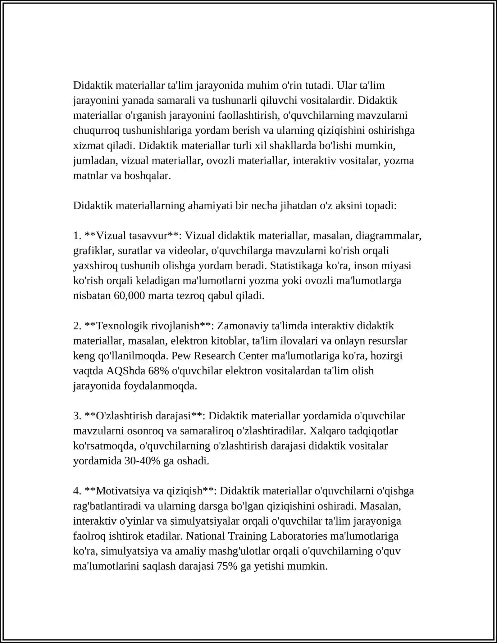 DARSLIKDAGI MATNLARNING DIDAKTIK RO"LI 4