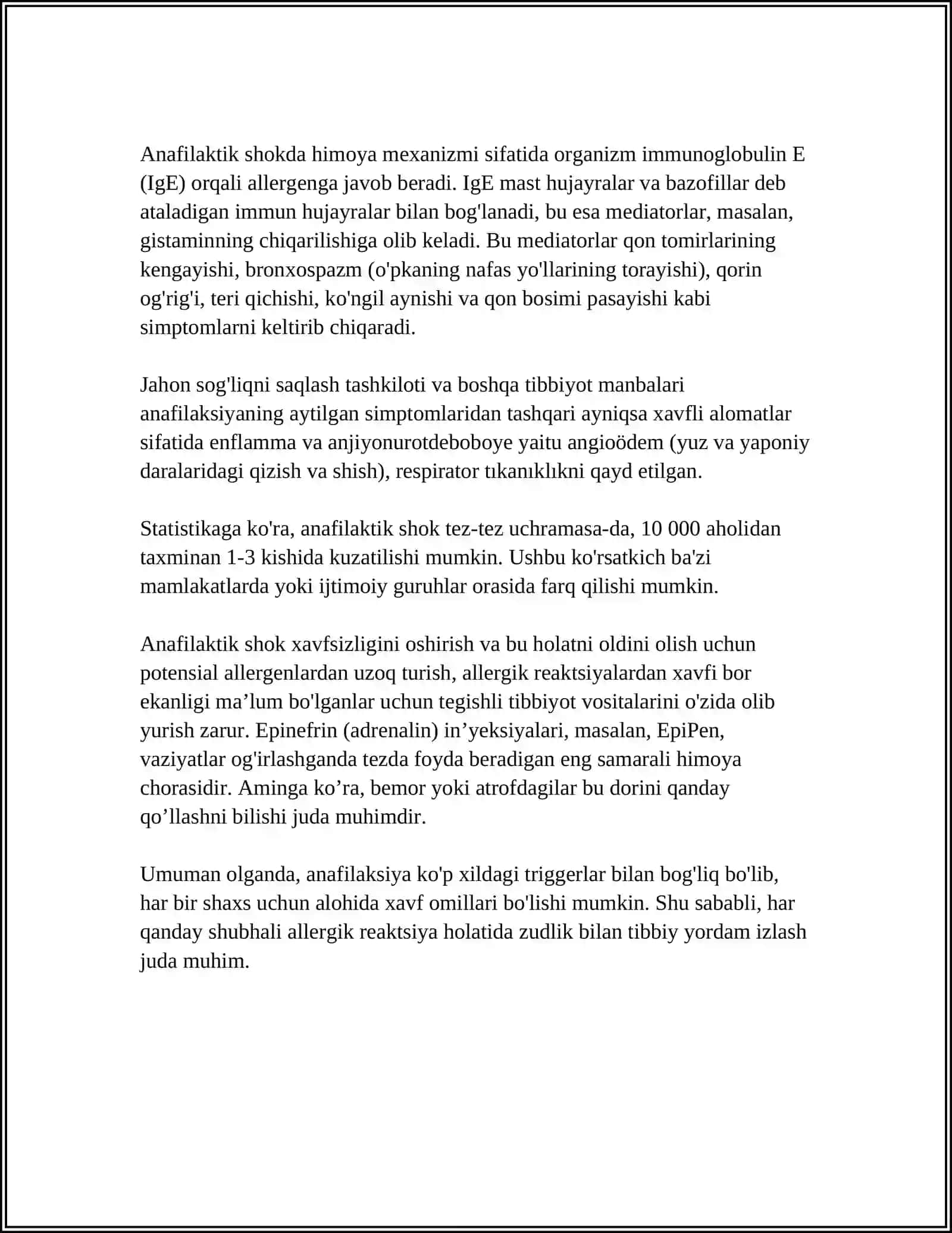 ANAFILAKTIK SHOK VA UNI DAVOLASH 4