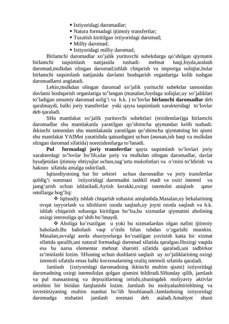 Milliy daromad va milliy hisoblar tizimidagi boshqa daromad ko’rsatkichlari 4