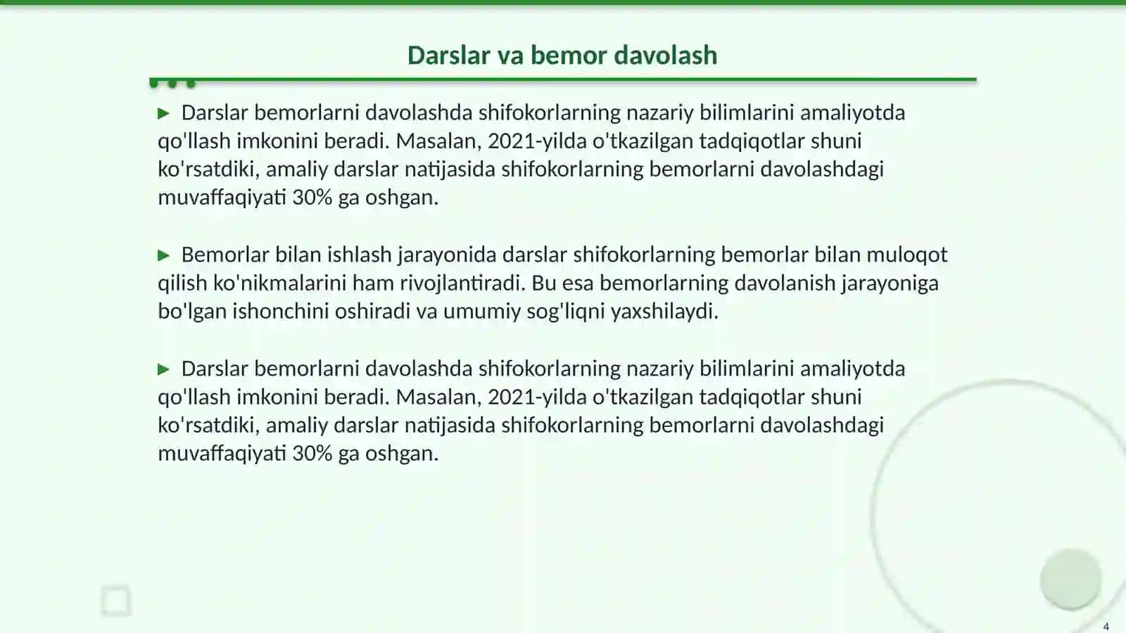 Gospital taʼlimda dars orqali bemorlarni davolash 4