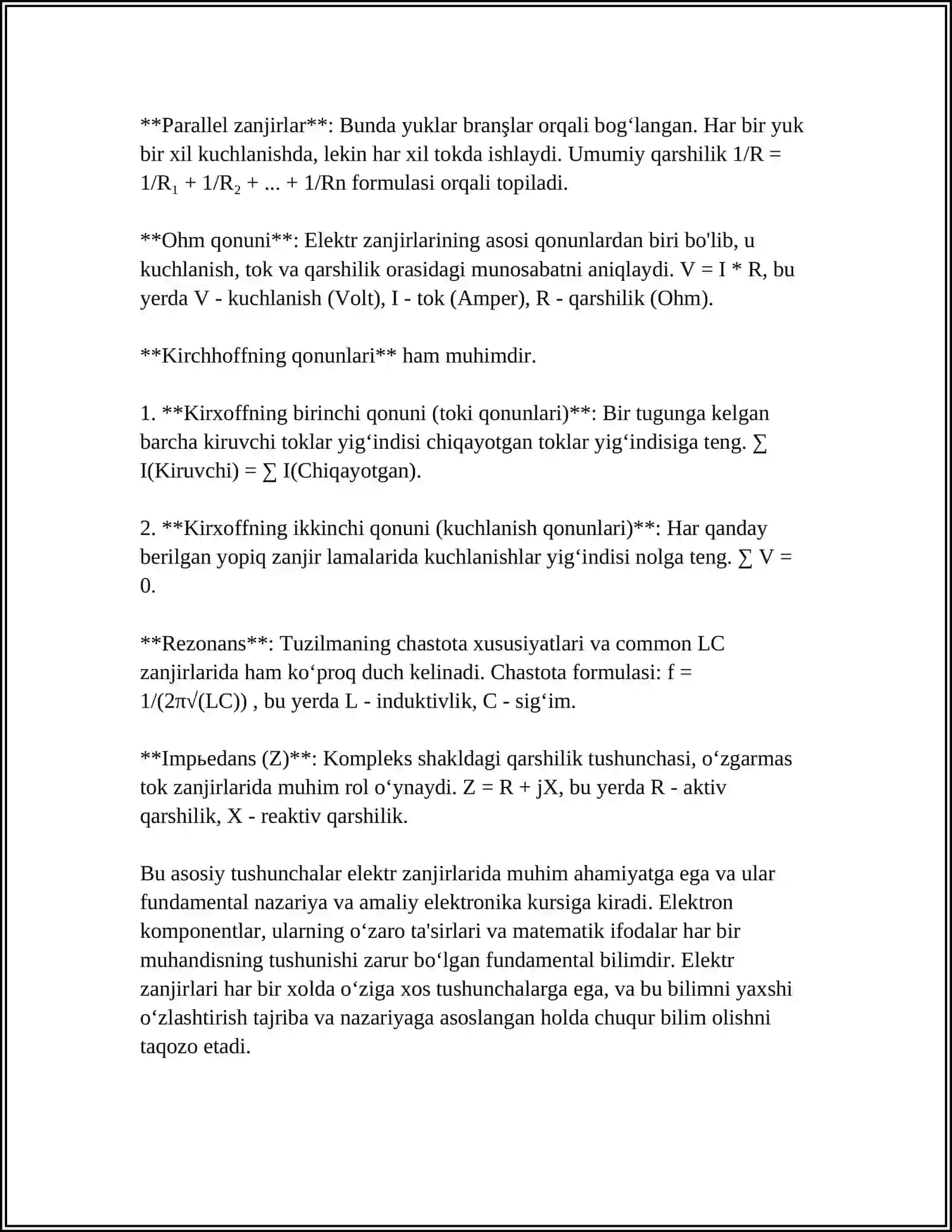 Elektr zanjirlarining asosi tushunchalari 4
