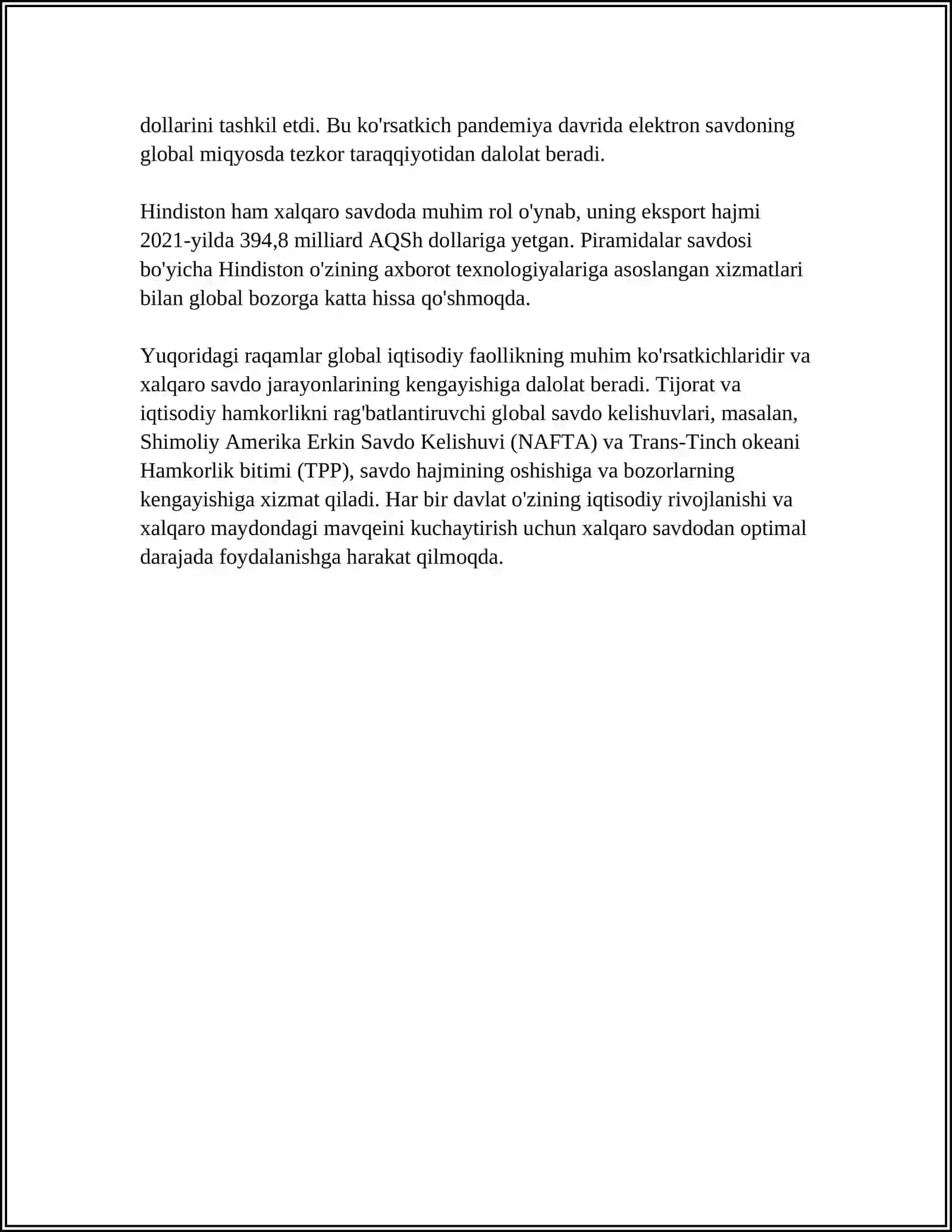 INTERNATIONAL MARKETS IN ECONOMY 4