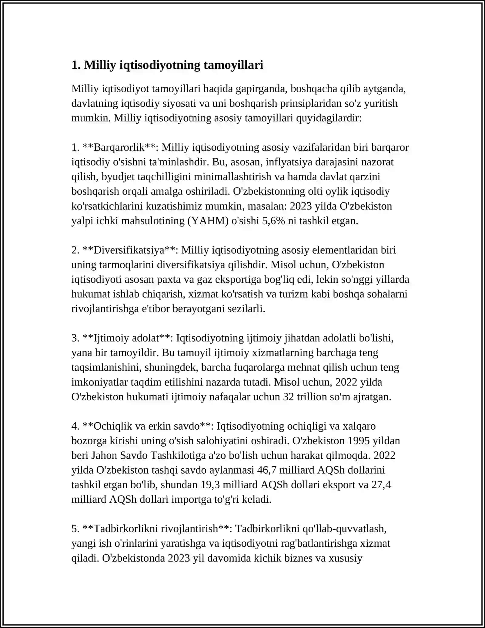 MILLIY IQTISODIYOT VA UNING MAKROIQTISODIY KO'RSATKICHLARI 4