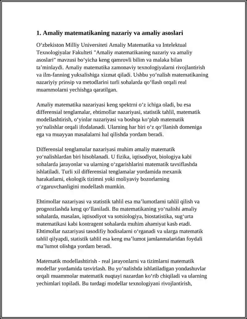 Amaliy matematikaning nazariy va amaliy asoslari 4