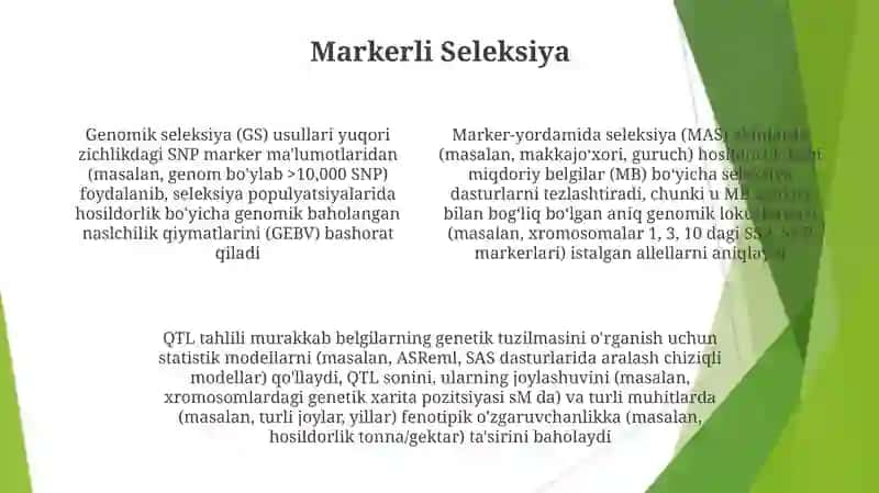 Hosildorlikni ta'minlovchi miqdoriy belgilar irsiylanishini matematik tahlil qilish 4