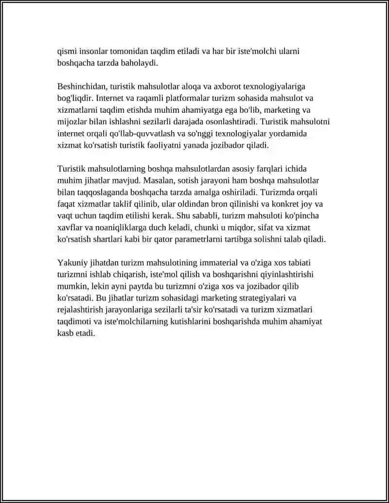 TURISTIK MAQSULOTLARNING BOSHQA MAQSULOTLARDAN FARQI 4