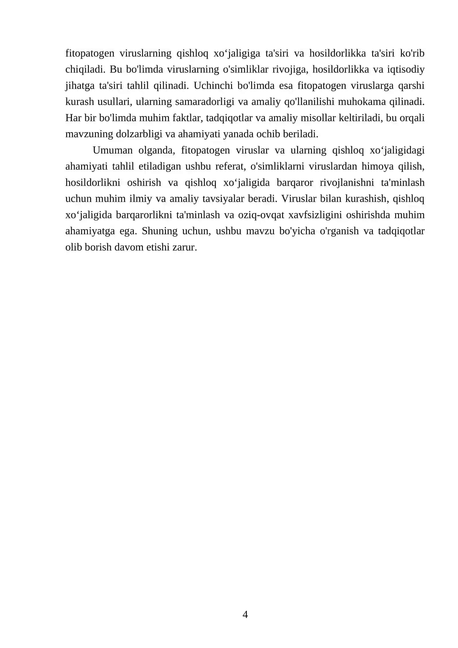 Fitopatogen viruslar va ularning xalq xo‘jaligidagi ahamiyatini tahlil etish 4