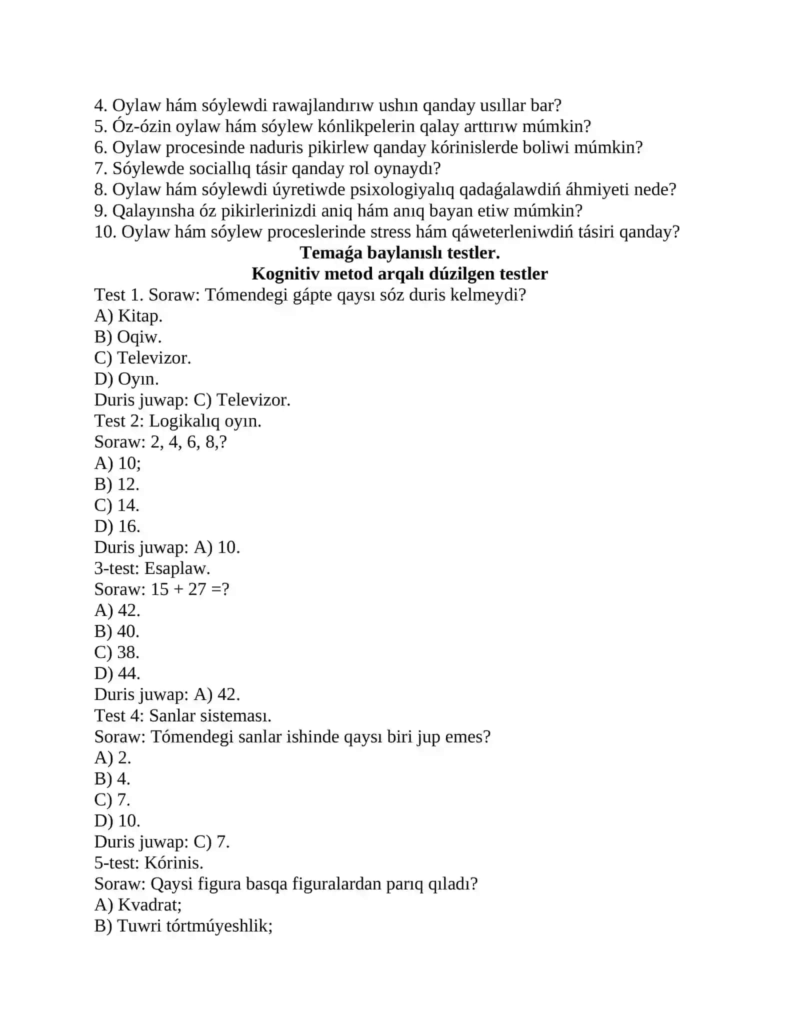 Oylaw hám sóylewdıń psixologiyalıq xarakteristikasi 4