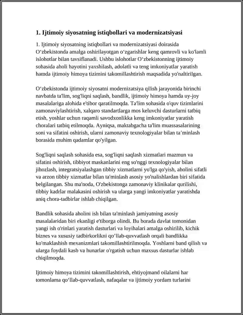 O'ZBEKISTONDA IJTIMOIY SOHADA AMALGA OSHIRILAYOTGAN O'ZGARISHLAR MAZMUN VA MOHIYATI 4