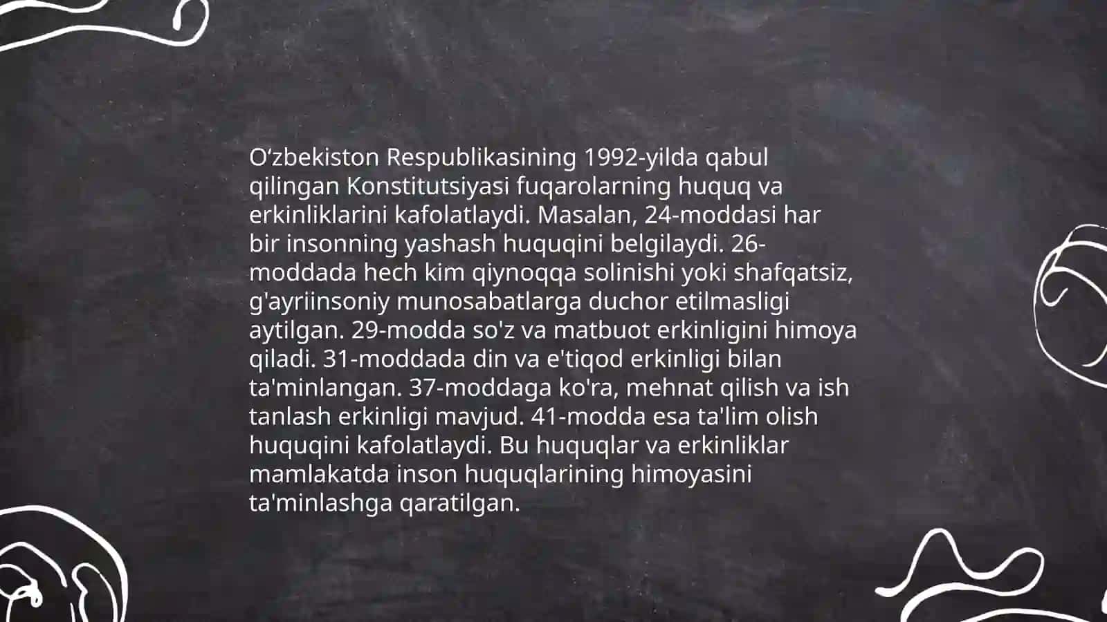 Yangi oʻzbekistonda inson haq-huquqlari va erkinliklari kafolatlarining yaratilishi 4