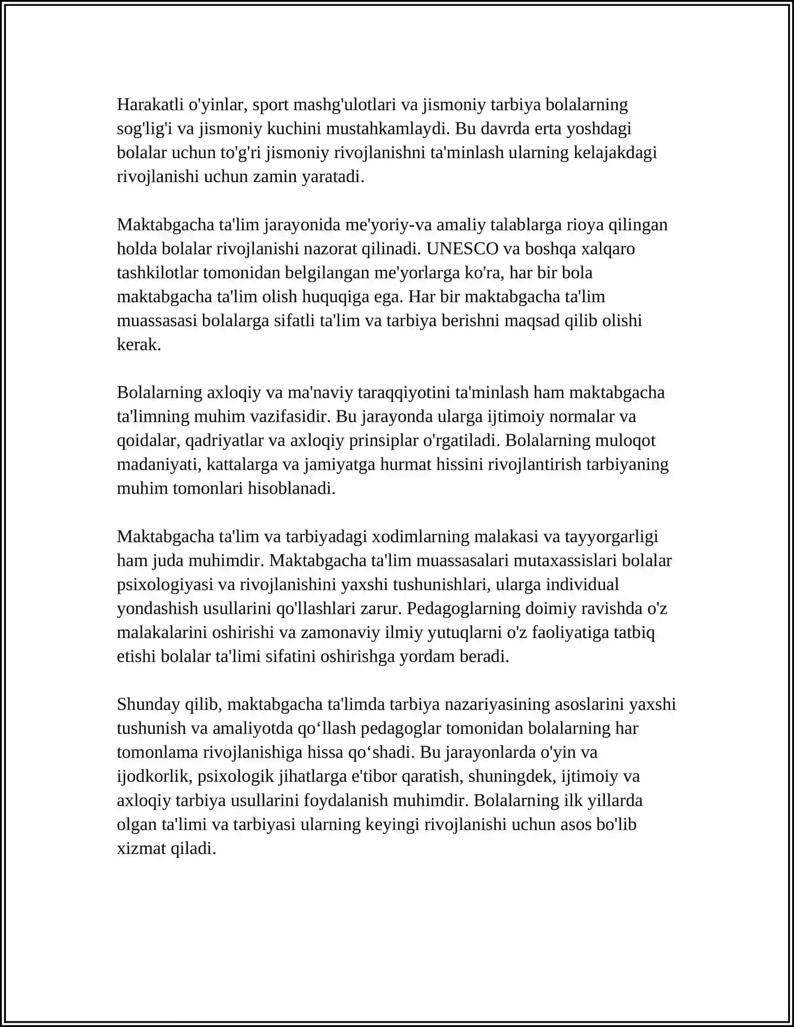 MAKTABGACHA TALIMDA TA'LIM TARBIYA NAZARIYASINING METODIKASI 4