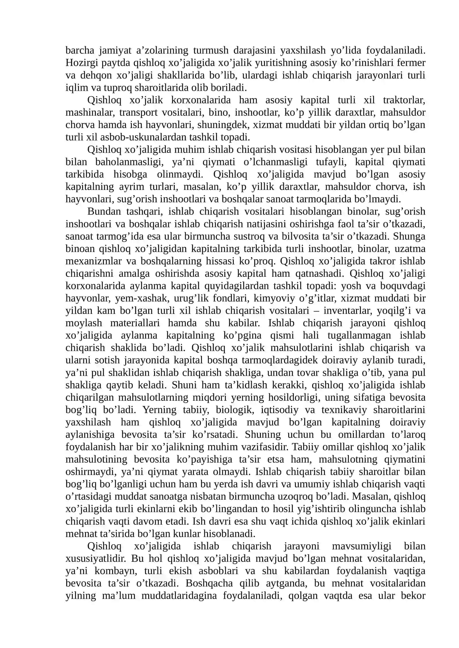 Qishloq xo’jaligi: ijara haqi va renta 4