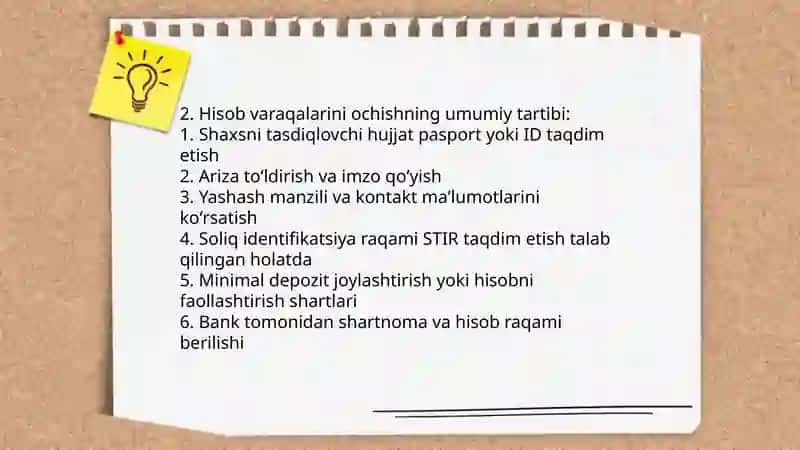 Banklarda buxgalteriya hisob varaqalari va ularni ochish tartibi 4