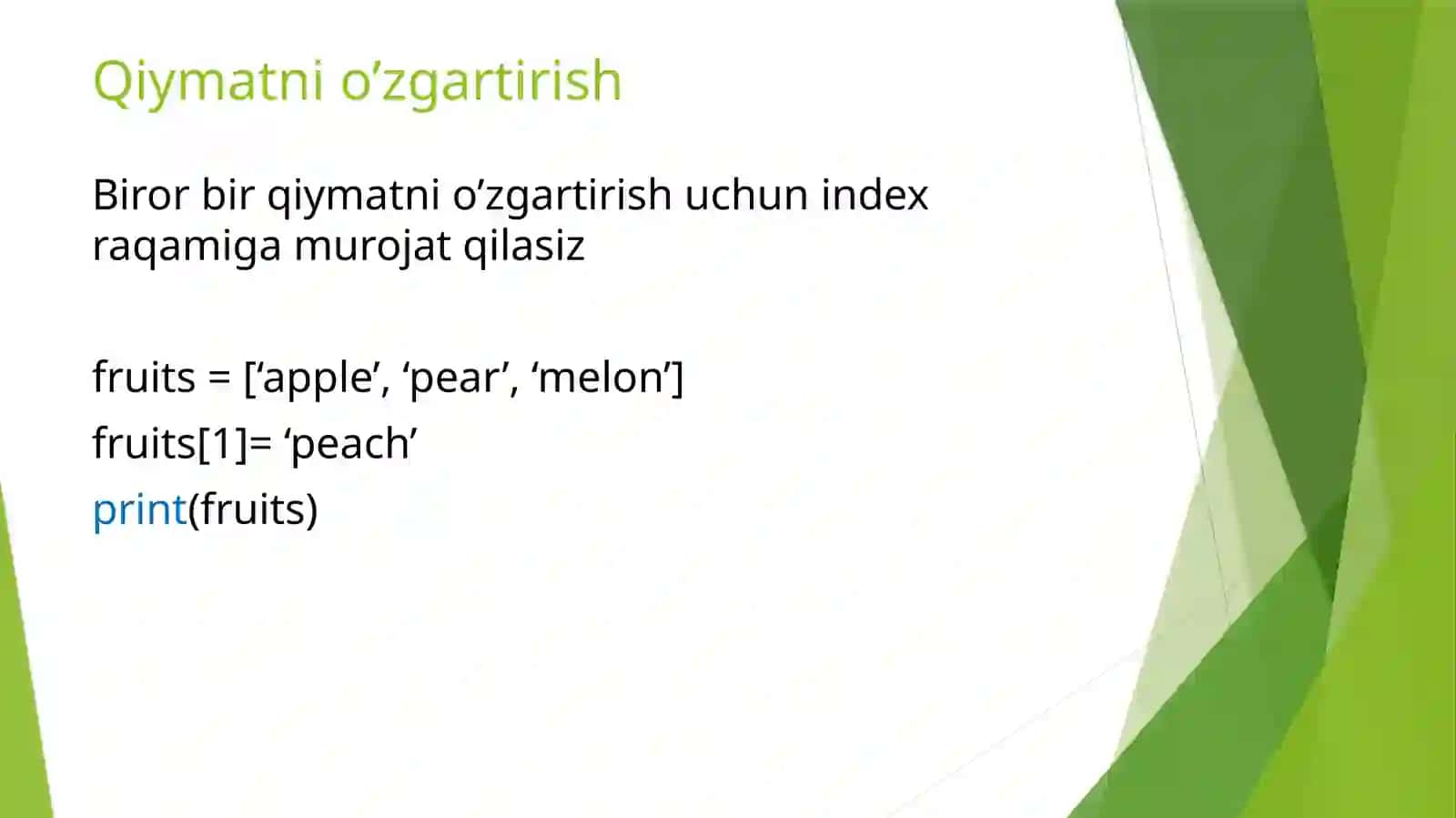 PYTHONDA MA’LUMOTLAR TUZILMASI( list, tuple,set,dictionary) 4