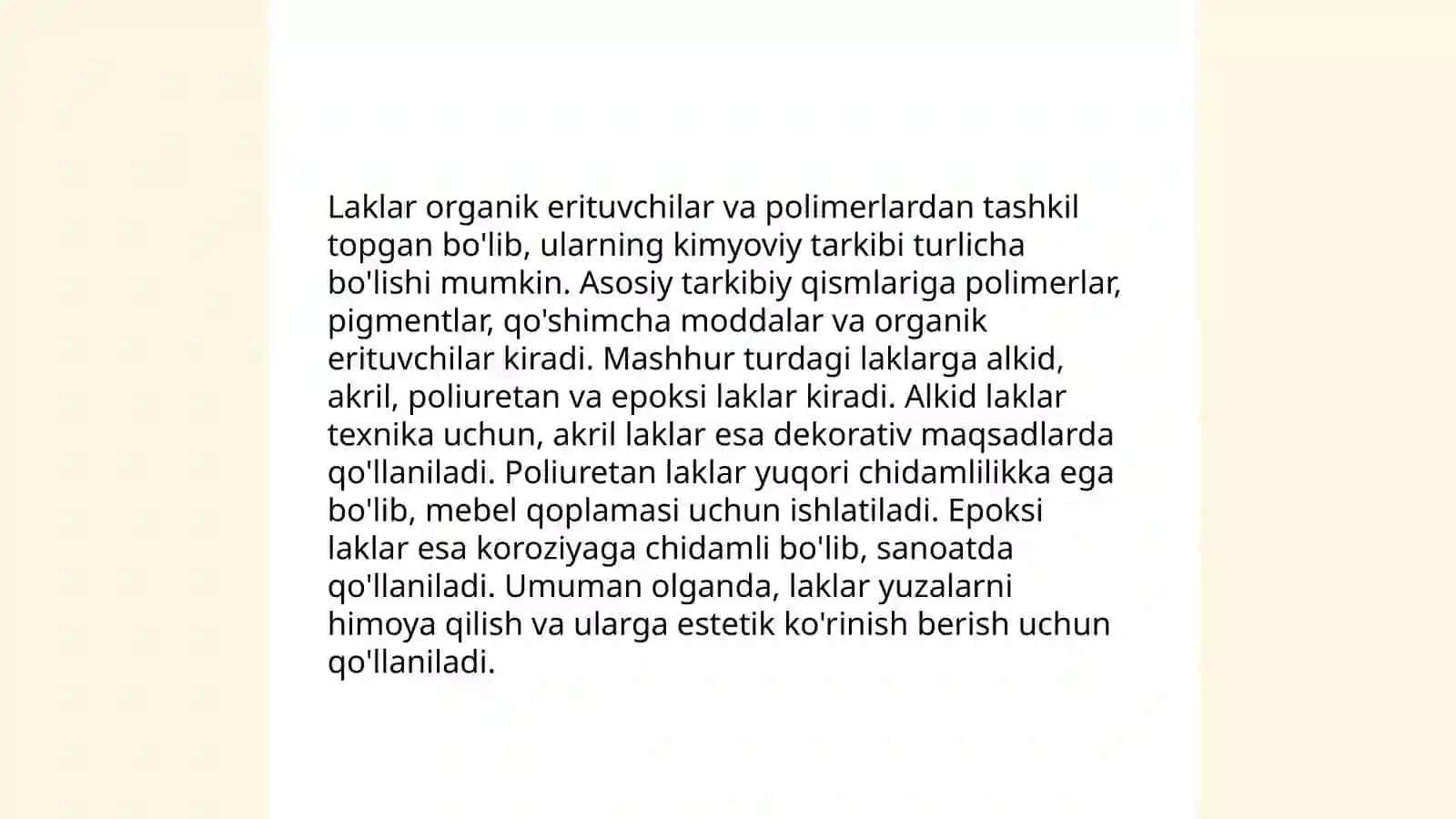 Yog'ochlarga lak bilan pardoz berish texnalogiyasi 4