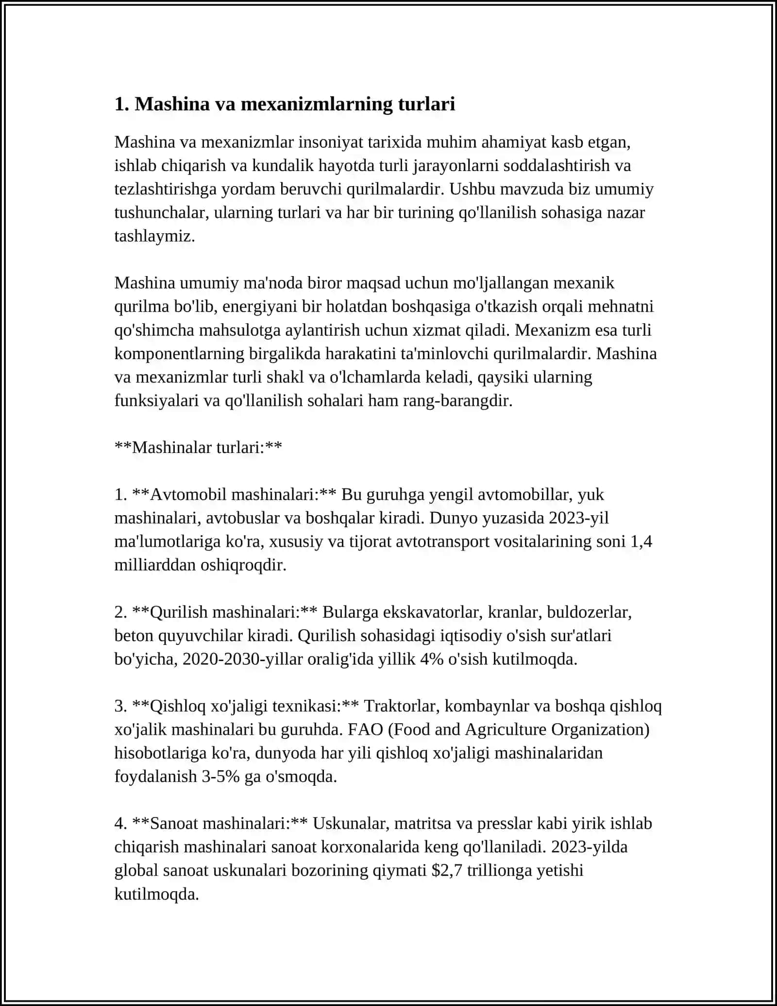 MASHINA VA MEXANIZMLAR TUSHUNCHASI ULARNING XIZMAT VAZIFALARI 4