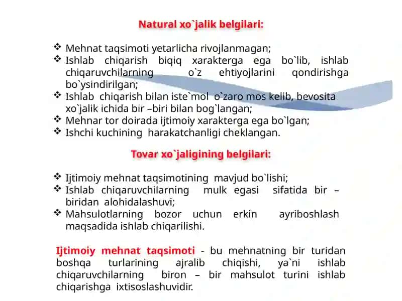 Ijtimoiy xo`jalik shakllari vaularningbelgilari 4