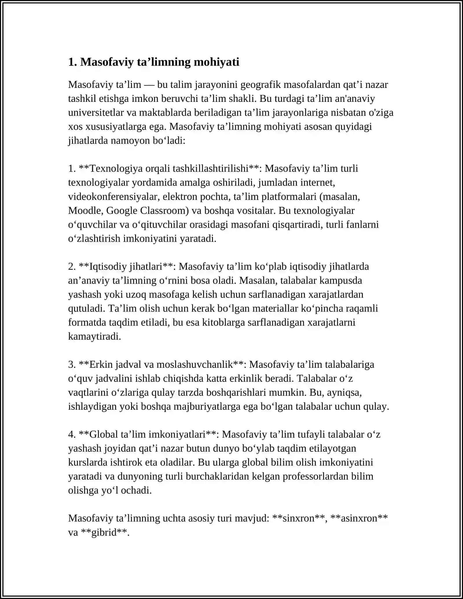 MASOFAVIY OCHIQ ONLAYN KURSLARNI IMKONIYATLARI BILAN TANISHISH 4
