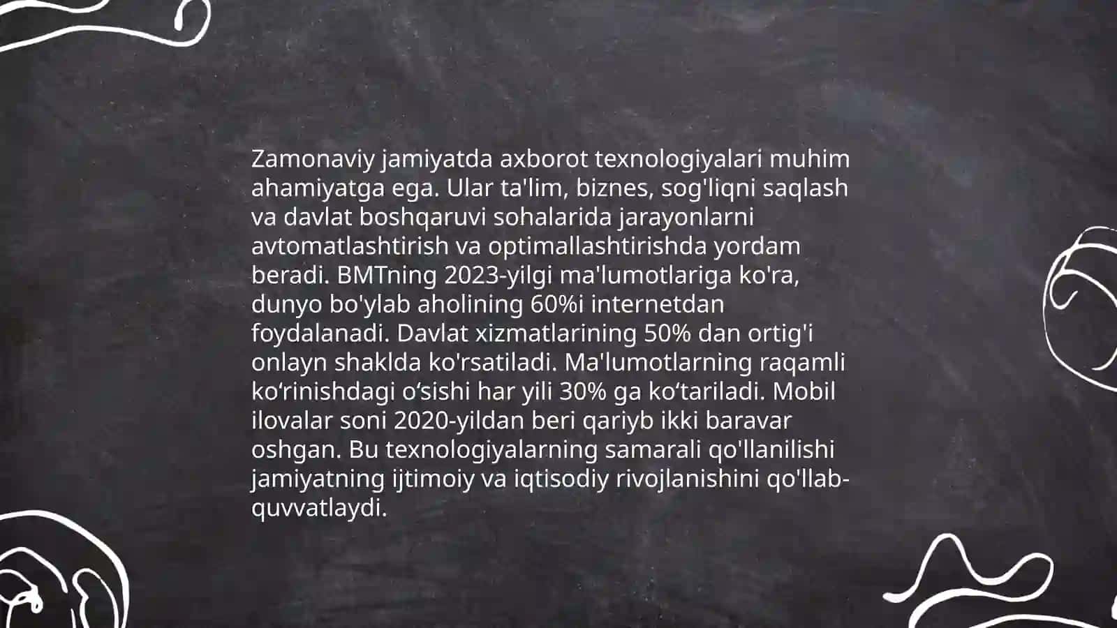 Axborotlashtirish jarayoni. Jamiyat va ta'limni axborotlashtirish 4