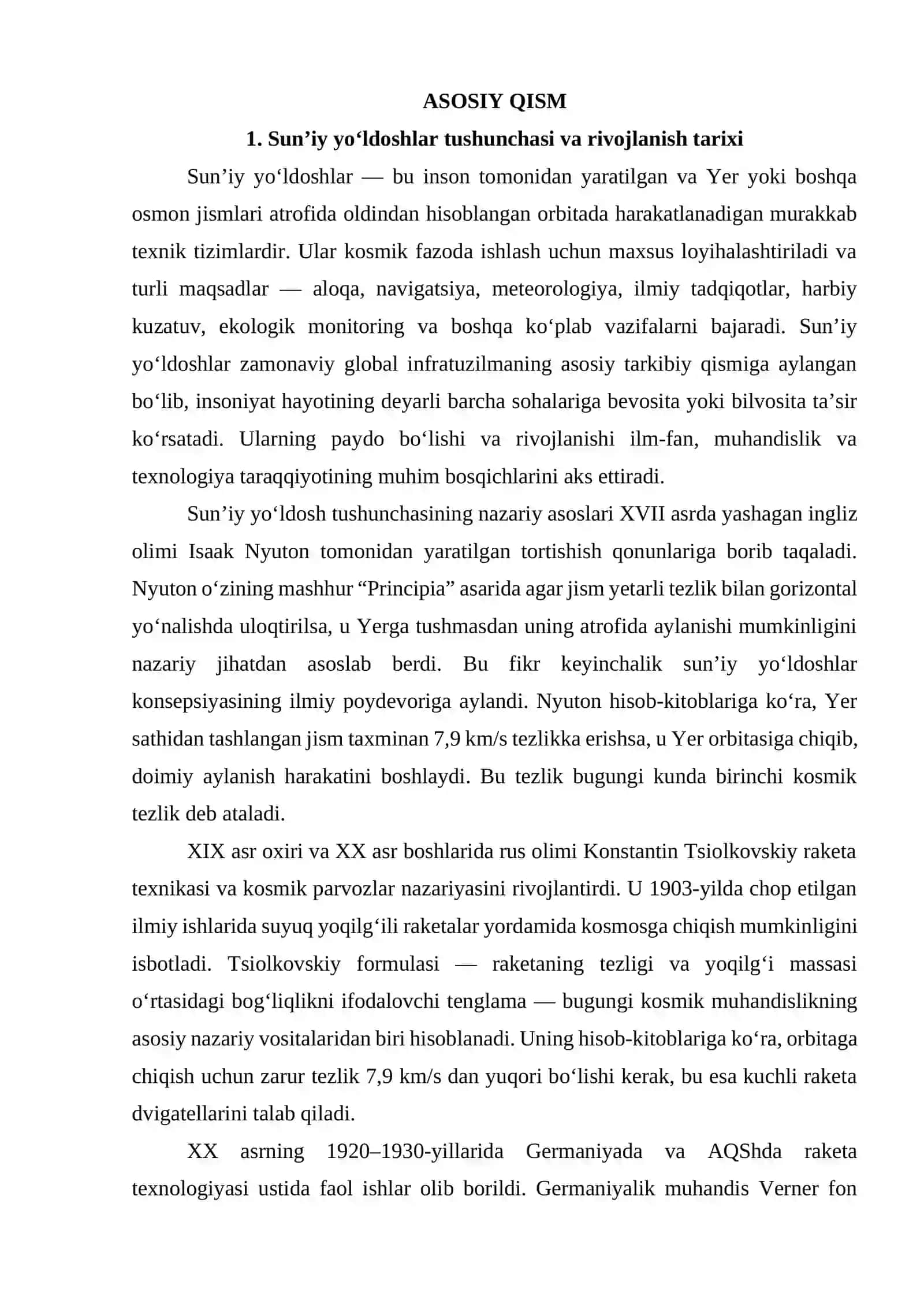 Sun’iy yo‘ldoshlar va ularning turlari. Geostatsionar va qutbiy orbitadagi yo‘ldoshlar 4
