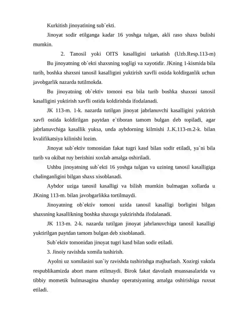 HAYOT VA SOG‘LIK UCHUN XAVFLI JINOYATLARNING JINOIY HUQUQIY TAVSIFI 4