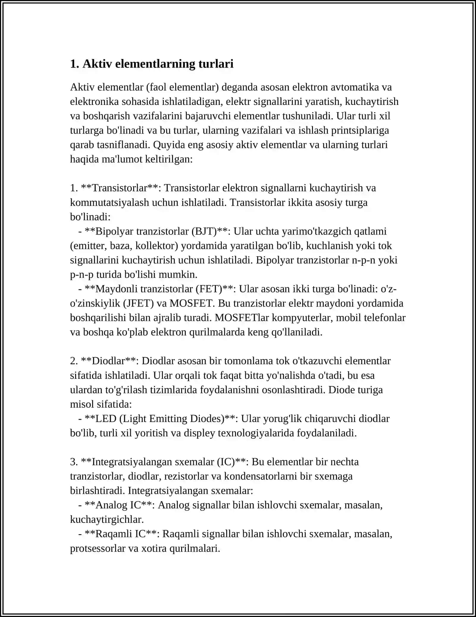 ELEKTR ZANJIRNING AKTIV VA PASSIV ELEMENTLARI. IMPEDANS VA TO'LIQ ELEKTR O'TKAZUVCHANLIK 4