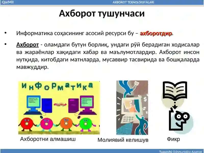 Axborot Texnologiyalari fanining predmeti va vazifalari 4