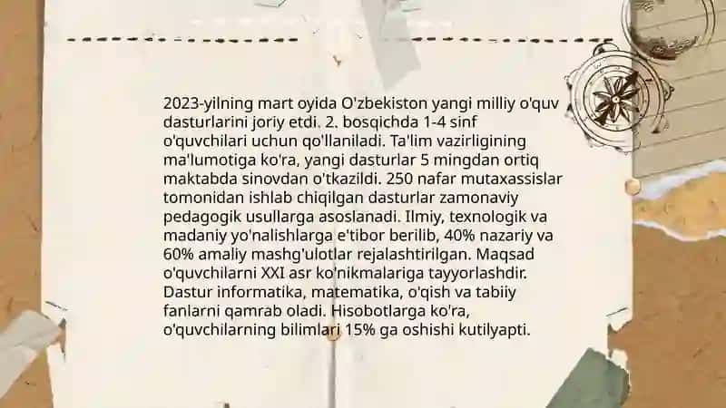 O'zbekiston respublikasida talim sohasidagi amalga oshirilgan islohatlar 4