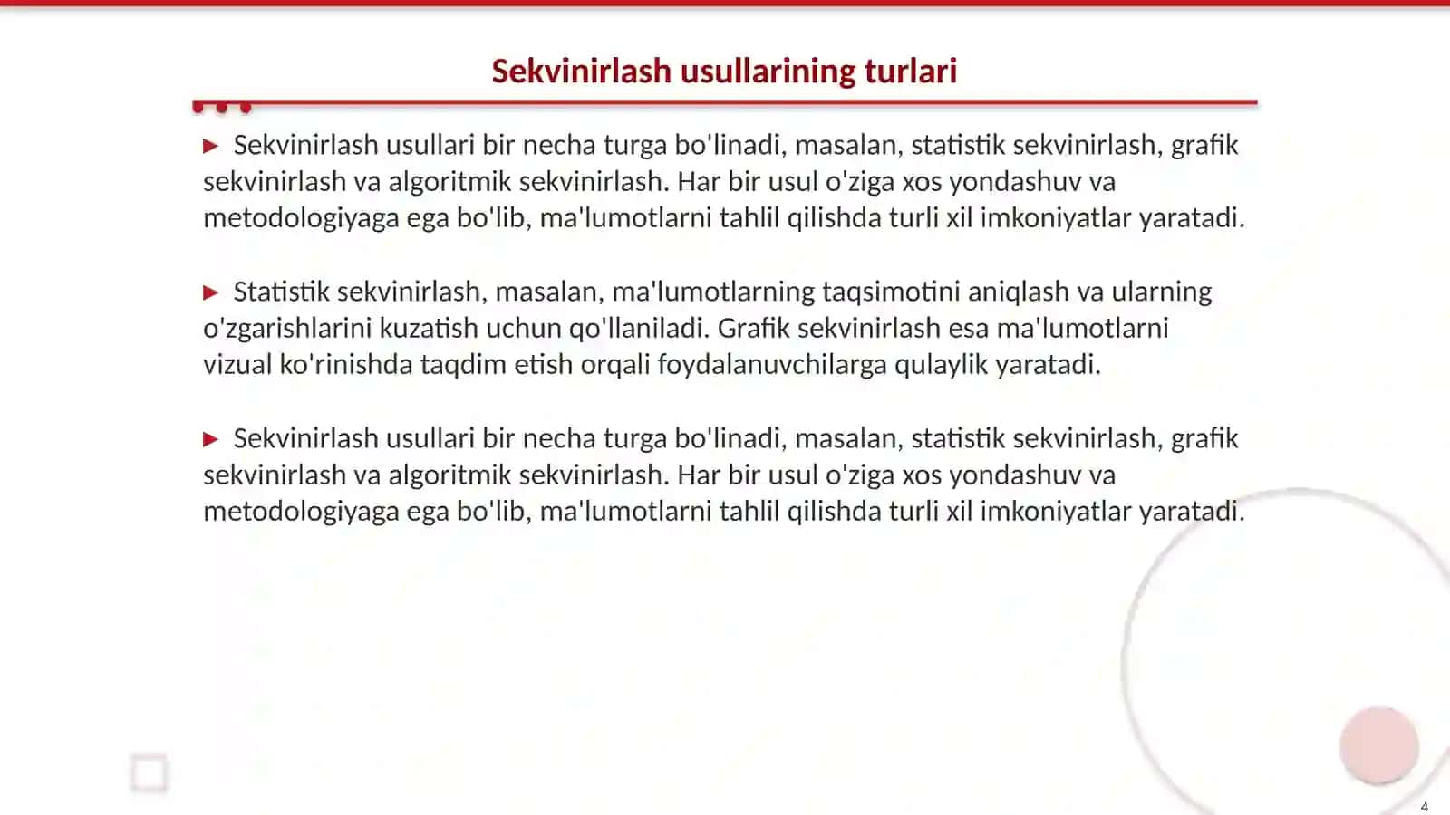Sekvinirlash usullari 4