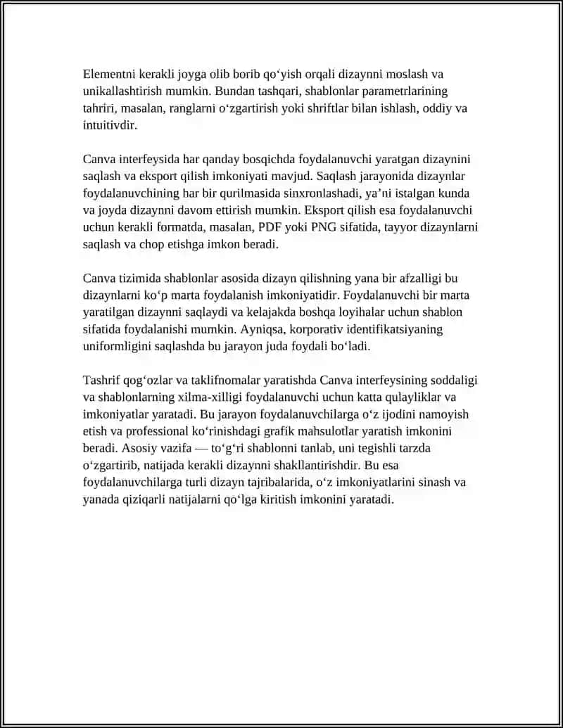 CANVA TIZIMIDAGI SHABLONLAR ASOSIDA TASHRIF QOG‘OZLAR VA TAKLIFNOMALAR YARATISH 4