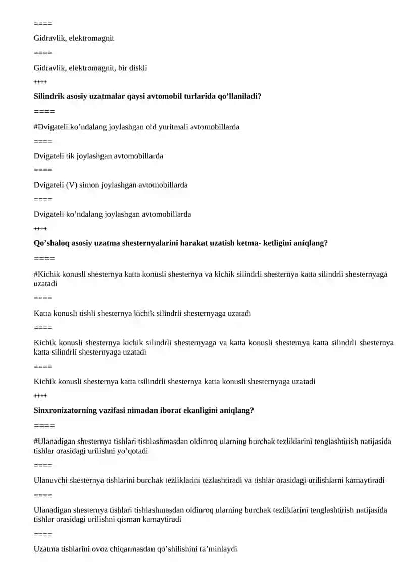 Uzatmalar qutisidagi uzatishlar sonining pag'onalarini aniqlash 4