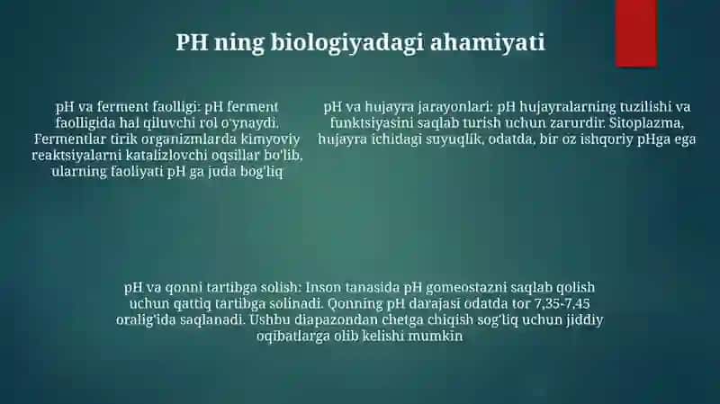 Suvning Ion KoʻPaytmasi Vodorod KoʻRsatkichining Ahamiyati 4