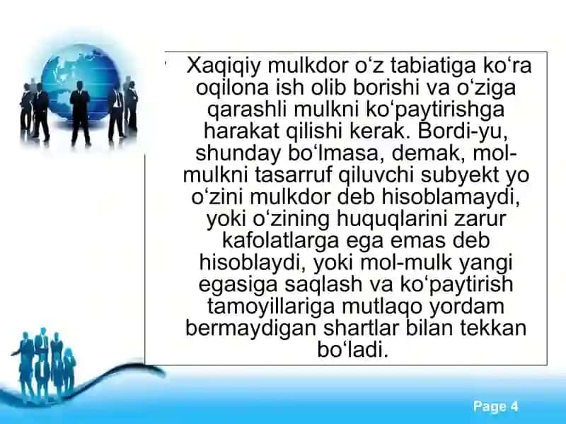 Xususiy korxonalaming tashkiliy-iqtisodiy asoslari 4