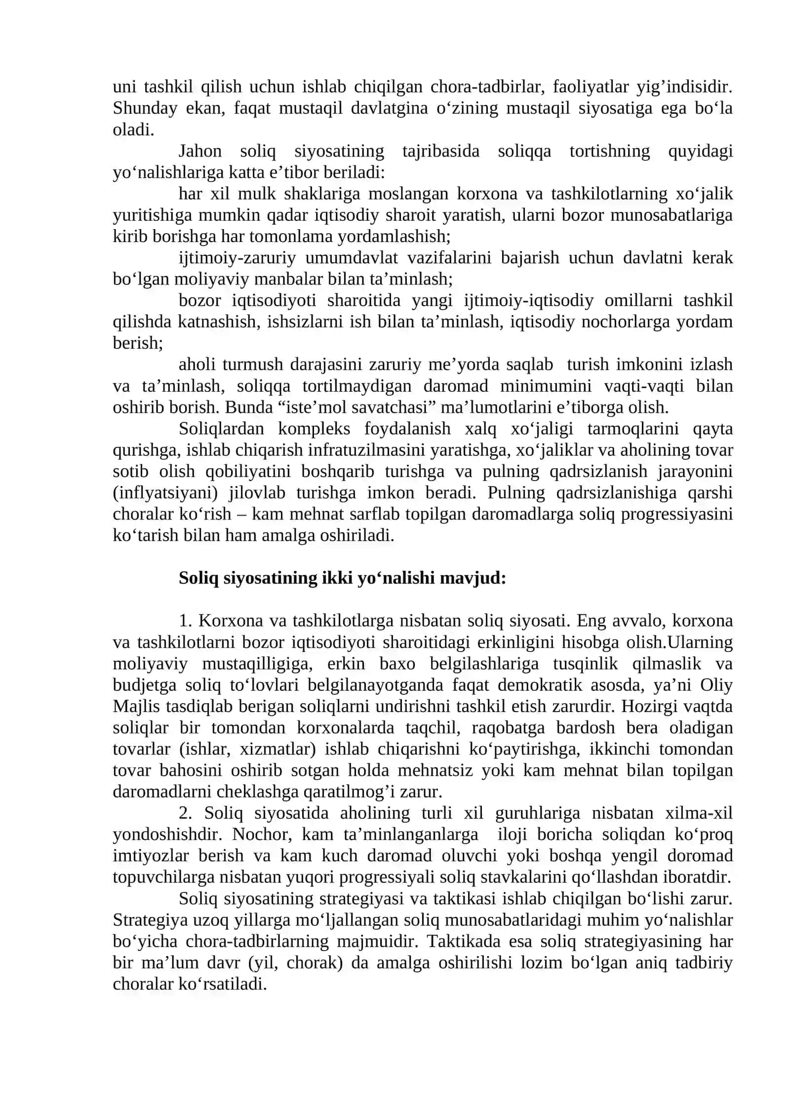 O‘ZBEKISTON RESPUBLIKASI SOLIQ SIYOSATINING VA O‘ZBEKISTON RESPUBLIKASI SOLIQ KODEKSINING AHAMIYATI 4