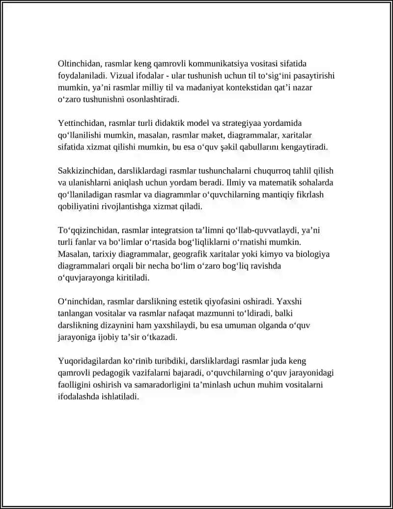 DARSLIGDAGI RASMLARNING DIDAKTIK RO‘LI 4 4
