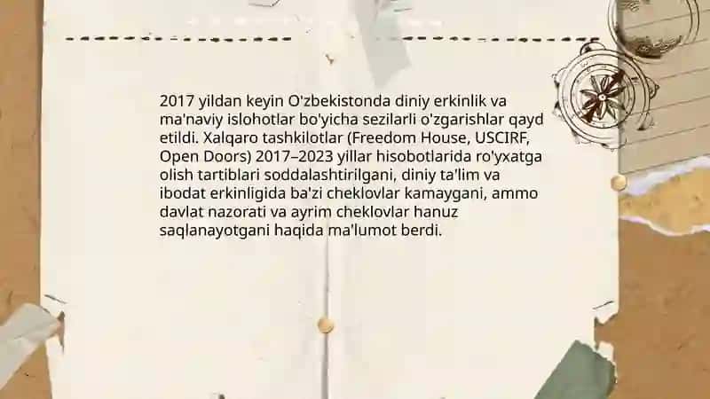 O'zbekistondagi ma'naviy ijtimoiy islohotlarning xalqaro reytingi 4